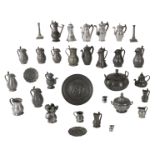 An important and interesting lot of pewter items, Southern Netherlands & France, consisting mostly