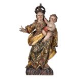 A polychrome painted wooden Holy Mary and child, Southern Europe, 18thC, H 36 cm
