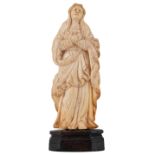 A probably Dieppe ivory sculpture depicting the mourning Holy Mother, 18th/19thC, H 11 - 12,5 cm (