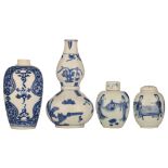 Two small Chinese porcelain blue and white vases decorated with 'Long Eliza'; added a blue and white