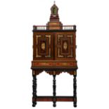 A Flemish Antwerp ormolu mounted, ebony and ebonised wooden, tortoiseshell and rosewood veneered