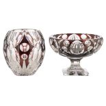 A maroon overlay cut crystal Val-Saint-Lambert vase, dated 1925, limited edition N° 54/75; added a