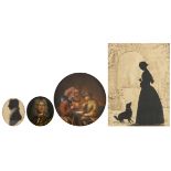 A silhouette portret of a gentleman, German Bierdermeier period, gouache on card, 5,8 x 7,3 cm;