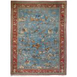 An Oriental woollen rug, decorated with various hunting scenes, 240 x 312 cm