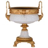 A neoclassical polished biscuit bowl with gilt bronze mounts, the relief decoration depicting