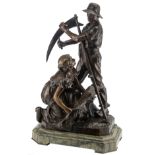 Levasseur H., the harvest, patinated bronze on a vert de mer marble base, marked 'Société des