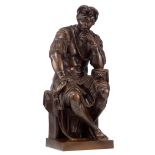 Lorenzo de Medici, after Michelangelo, casting mark 'F. Barbedienne - fondeur', patinated bronze,