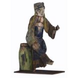 A Sancai glazed earthenware roof ornament depicting a dancer, possibly Ming, H 27 cm