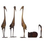 Claerhout J., three standing birds, patinated bronze; added by the same author, untitled,