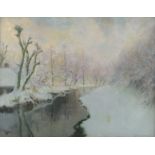 Van Puyenbroeck J., a view on a wintery river landscape, oil on canvas, 85,5 x 111,5 cm Is