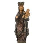 Madonna and child, polychrome painted reconstituted stone, H 87 cm