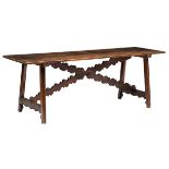 A 17th/18thC walnut and chestnut Spanish table, H 71 - W 197 - D 64 cm
