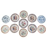 Various Chinese export porcelain dishes: four Chinese famille rose 'ducks in a lotus pond' dishes,