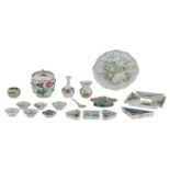 A lot of various Chinese famille rose porcelain utensils, some with a seal mark, 19th/20thC, H 5,5 -