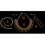 A lot of various jewellery consisting of a 14ct gold 'ras du cou' necklace length 36 cm - weight
