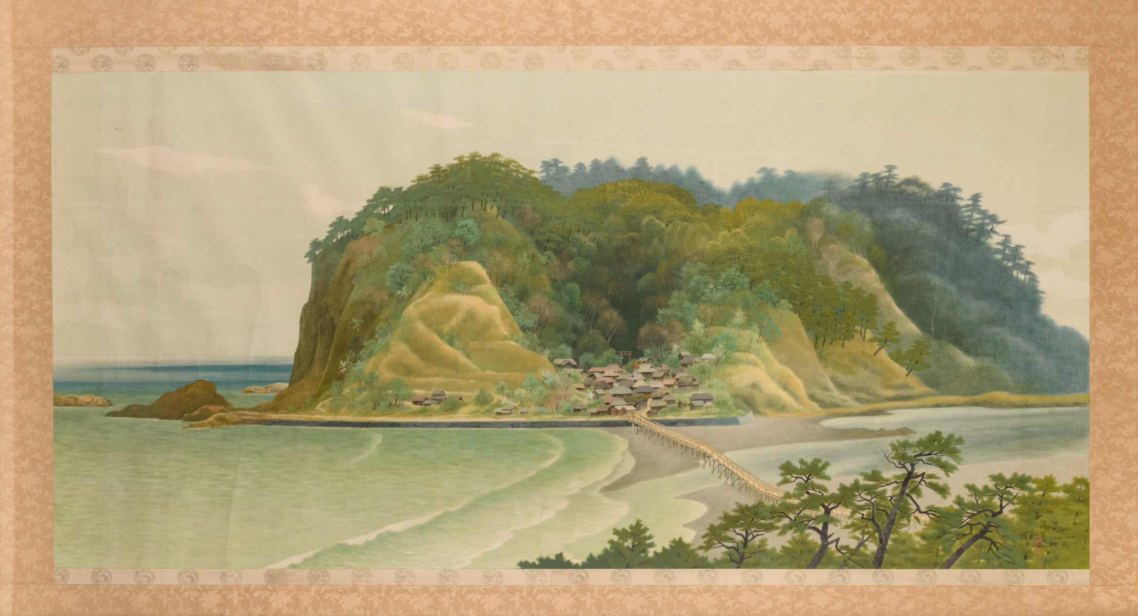 Mizuno Yosui, (the pupil of the famous master Kawai Gyokudo), the view of Enoshima, watercolor on