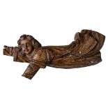 A 17th/18thC walnut sculpture of an (angel), - H 30 - W 70 cm