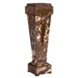 A neoclassical Rouge Royal marble column, floral decorated with brass mounts, H 120 - W 34,5 - D