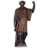 A polychrome wooden figure of a saint, 18thC, H 116 cm