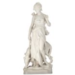 Aizelin E., 'Nymphe de Diane', white Carrara marble, H 57,7 cm