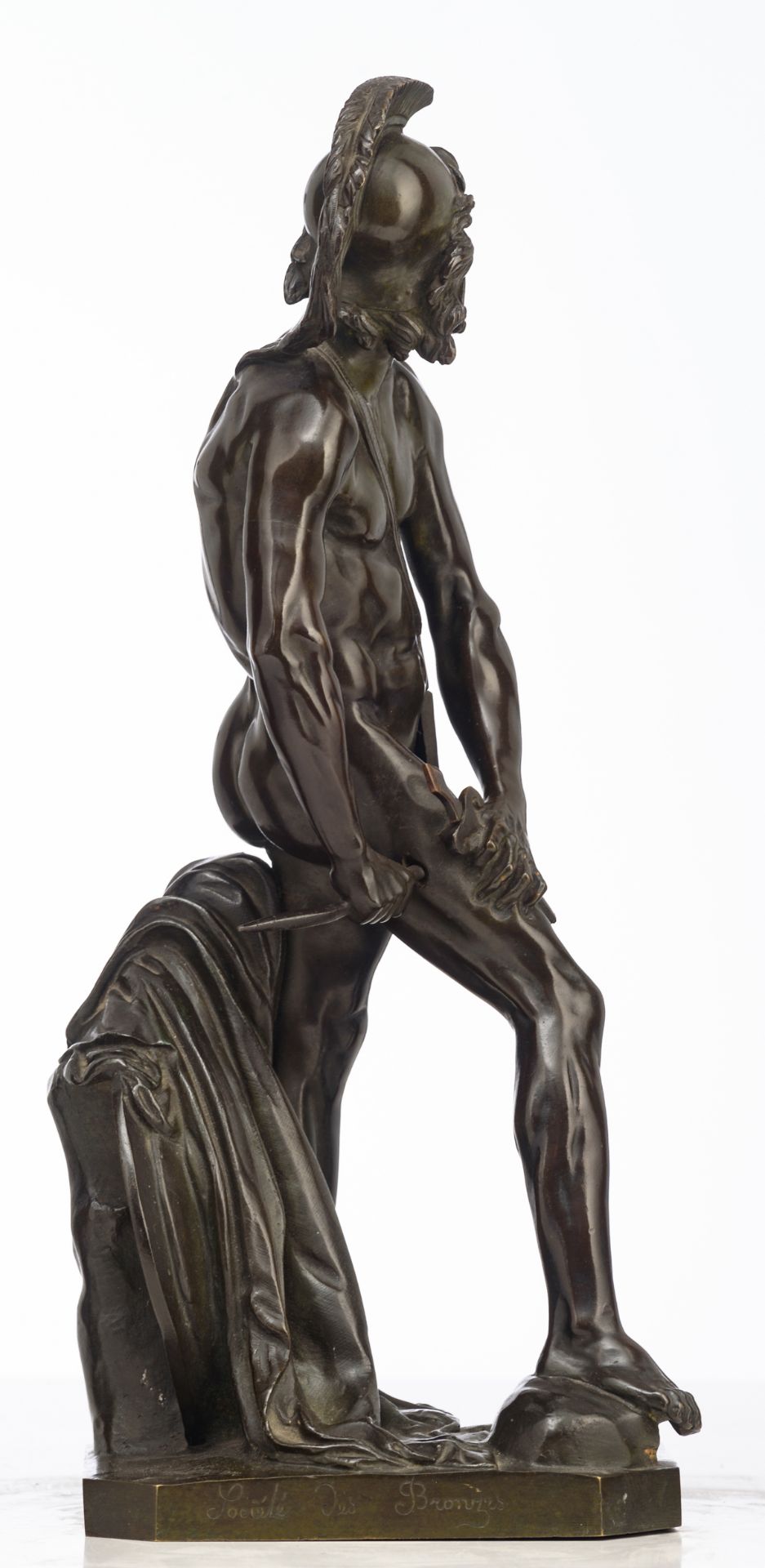 D'Anger D., Philopoemen, green patinated bronze, cast by the 'Société Des Bronzes', H 35 cm - Image 5 of 8