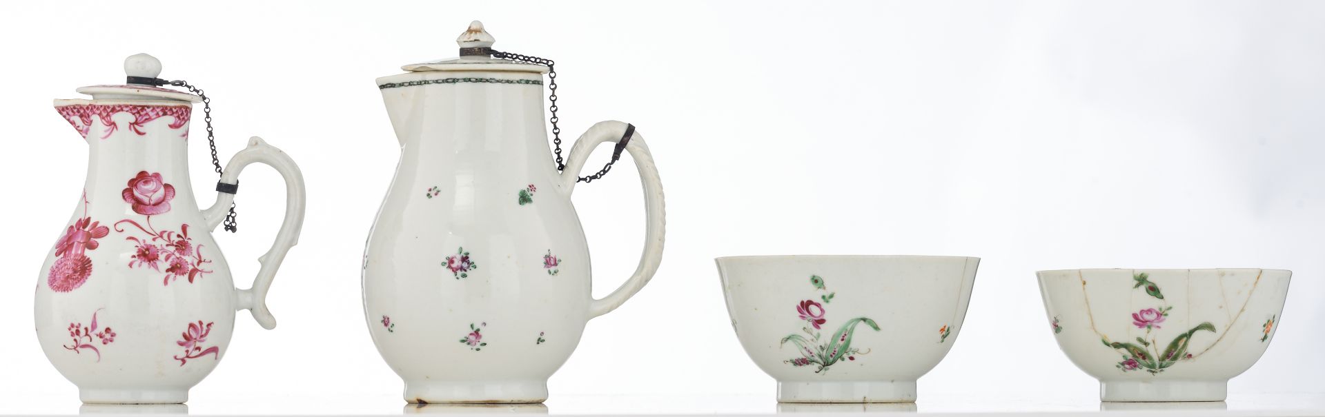 A collection of various 18thC Chinese famille rose export porcelain, consisting of two little - Image 2 of 23