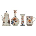 A set of Chinese Imari porcelain ware, a trumpet vase, a mug, a coffee pot and a garlic neck