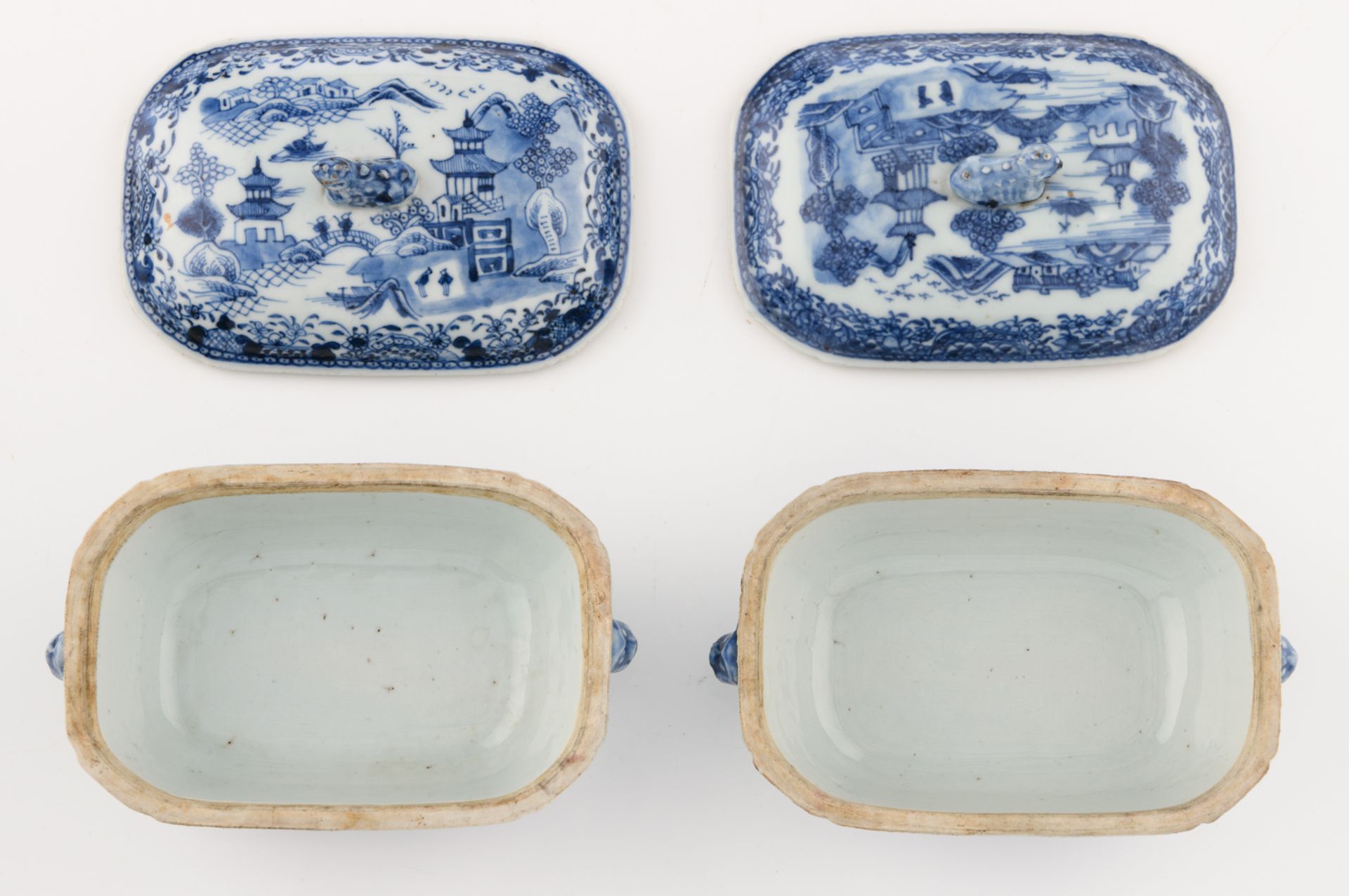 A Chinese Nanking export porcelain tureen, decorated with a pavilion in a mountainous river - Image 12 of 22
