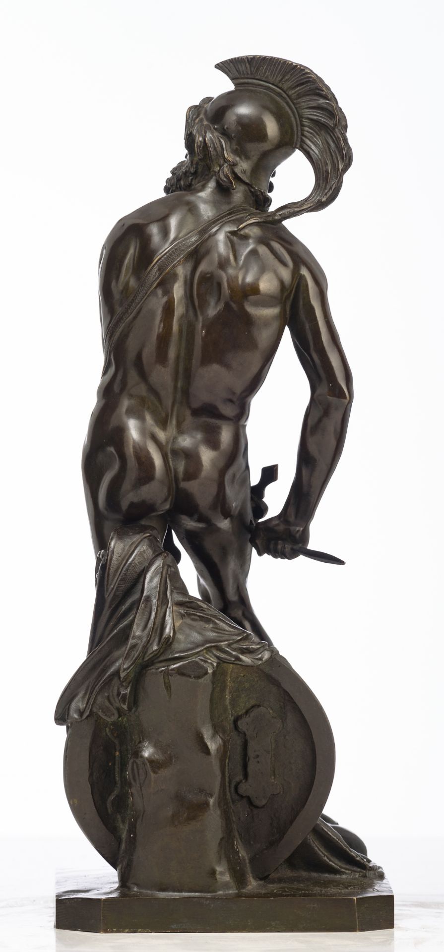 D'Anger D., Philopoemen, green patinated bronze, cast by the 'Société Des Bronzes', H 35 cm - Image 4 of 8