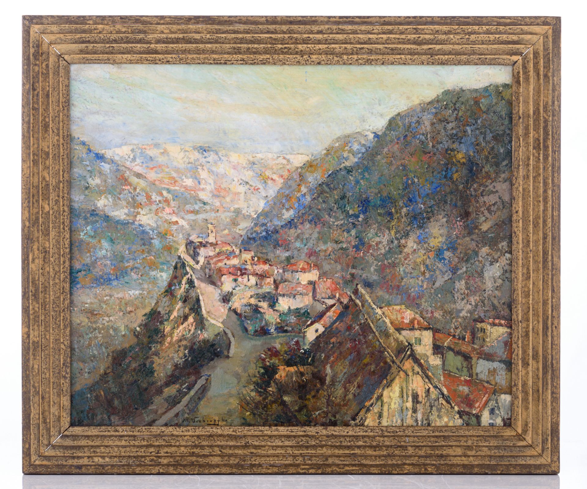 Verbrugghe Ch., 'A mountain landscape in Vernaison', oil on triplex, part of the retrospective of - Bild 2 aus 4