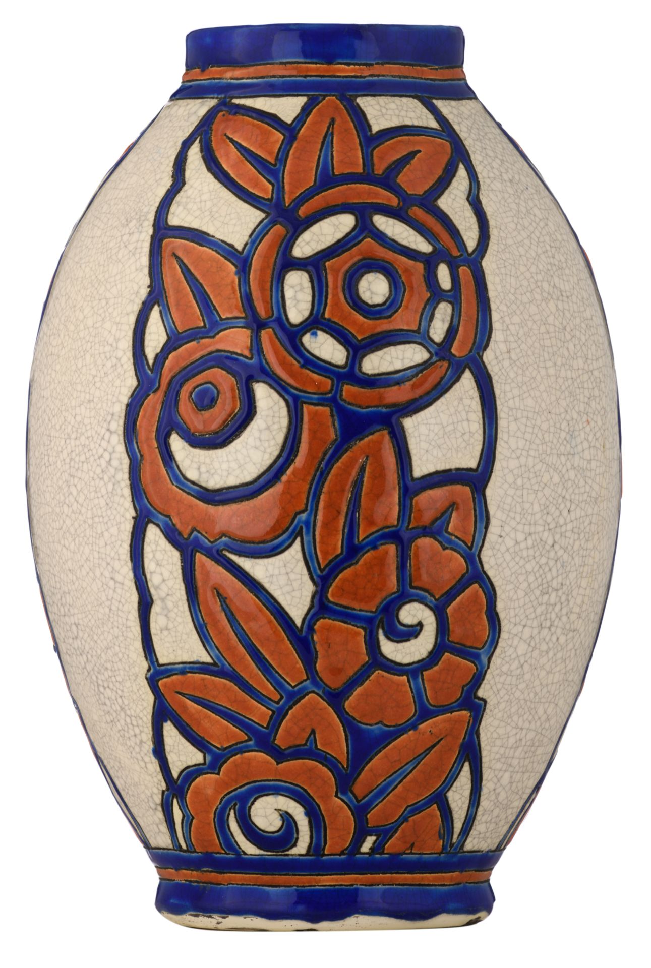 A polychrome decorated 1920s earthenware vase made by Boch - La Louvière in the Charles Catteau