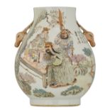 A Chinese Republic period polychrome decorated hu vase, with figures from 'The Romance of The