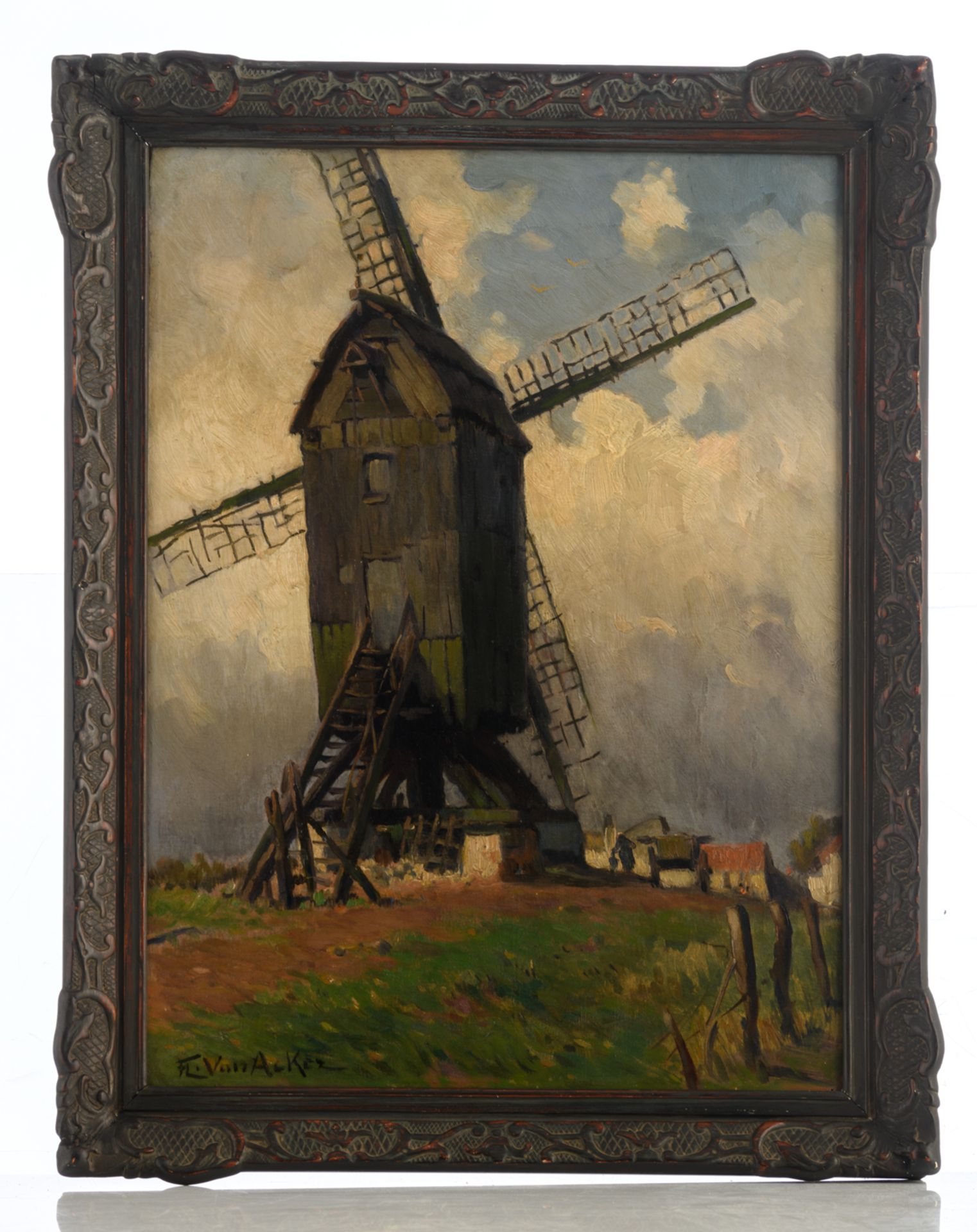 Van Acker Fl., 'De Oude Molen' (an old mill in a Flemish landscape), oil on canvas, 38,5 x 51,5 cm - Bild 2 aus 5