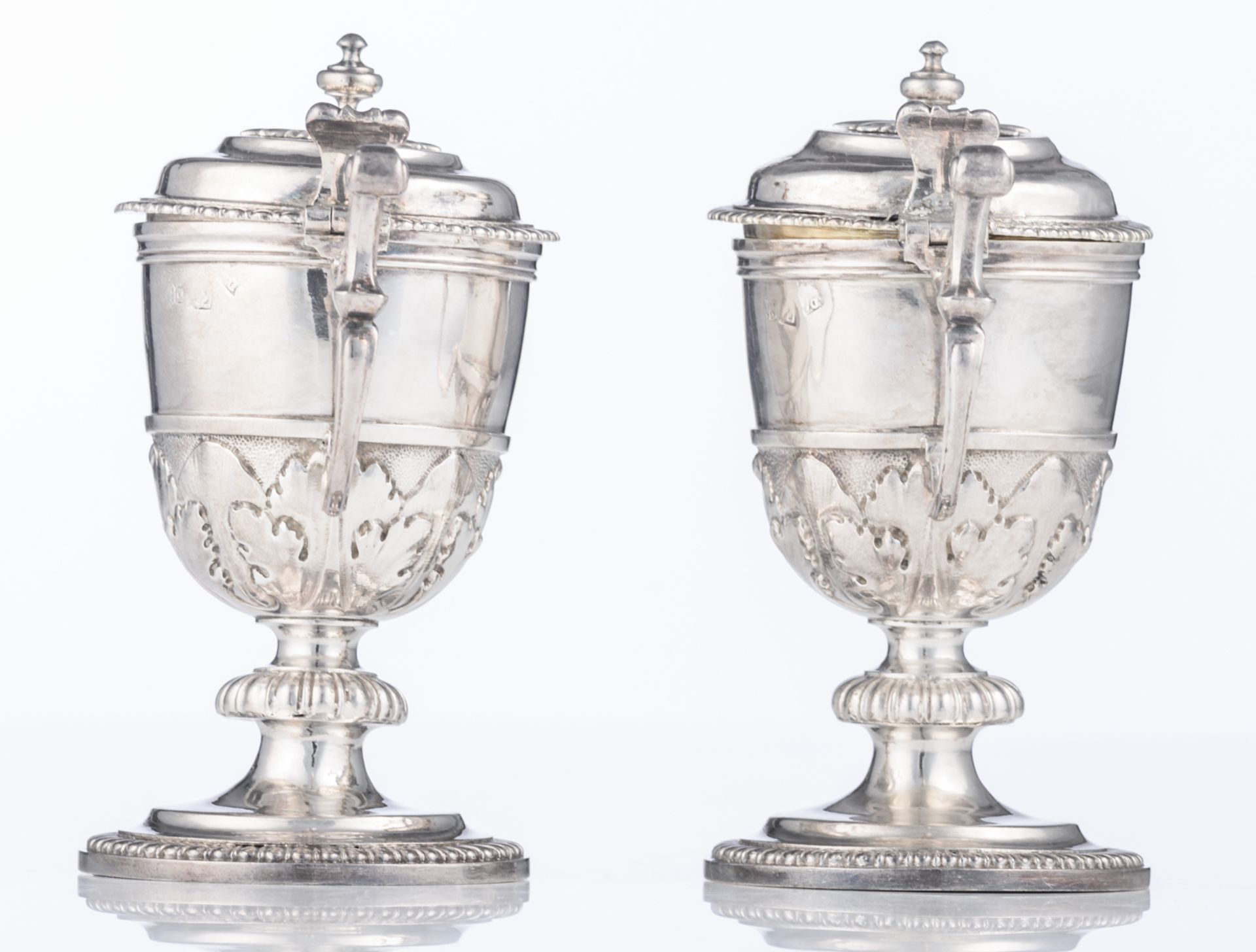 A pair of early 18thC silver ecclesiastical cruets, illegibly marked, with the owners' mark of the - Bild 3 aus 14