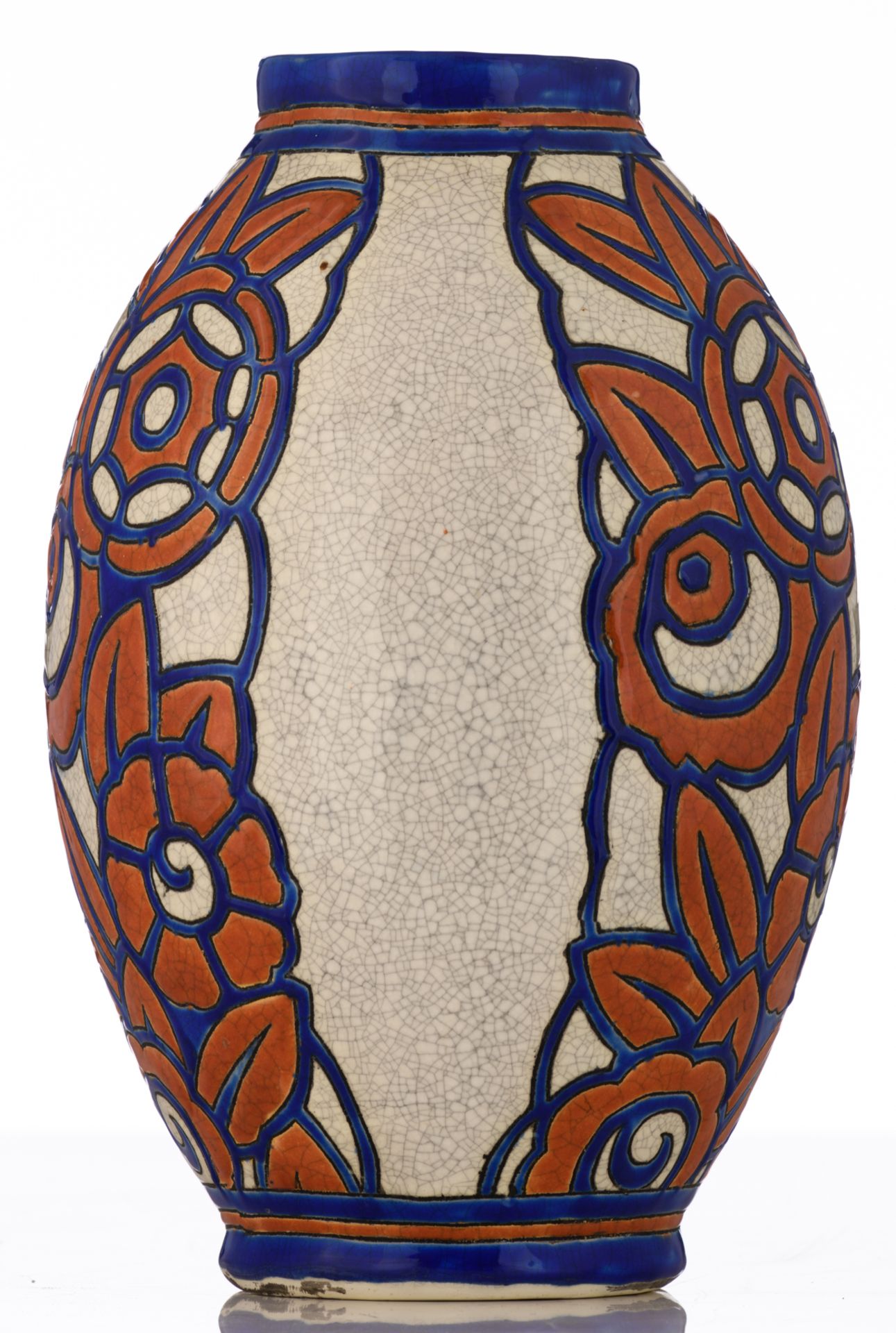 A polychrome decorated 1920s earthenware vase made by Boch - La Louvière in the Charles Catteau - Image 3 of 8