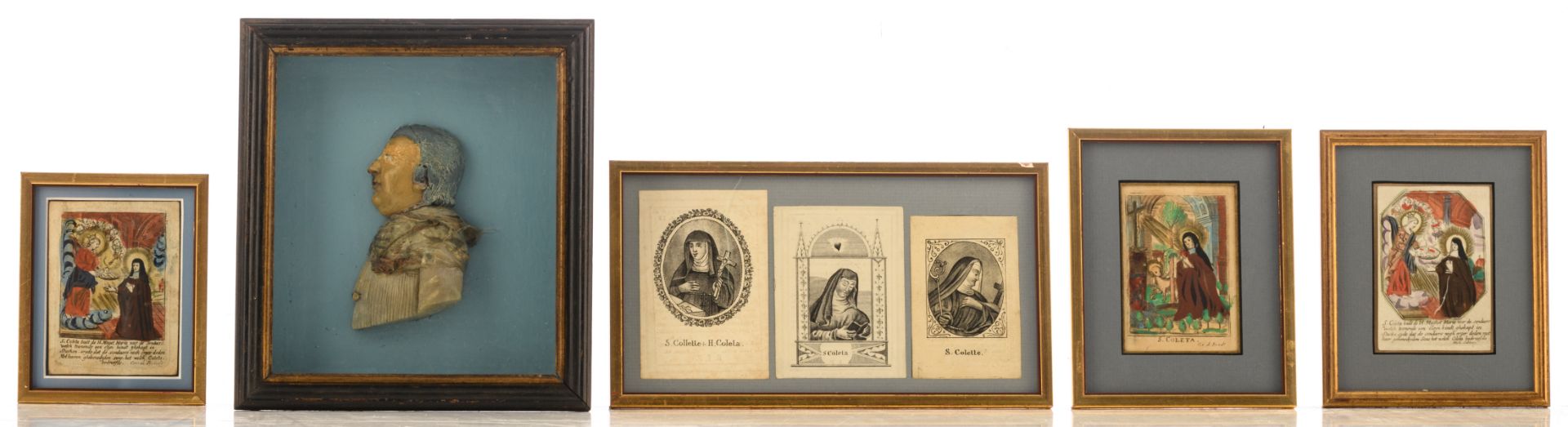 Nine 17th - 19thC hand-coloured devotional engravings all regarding the devotion to Saint Coleta, - Bild 2 aus 14