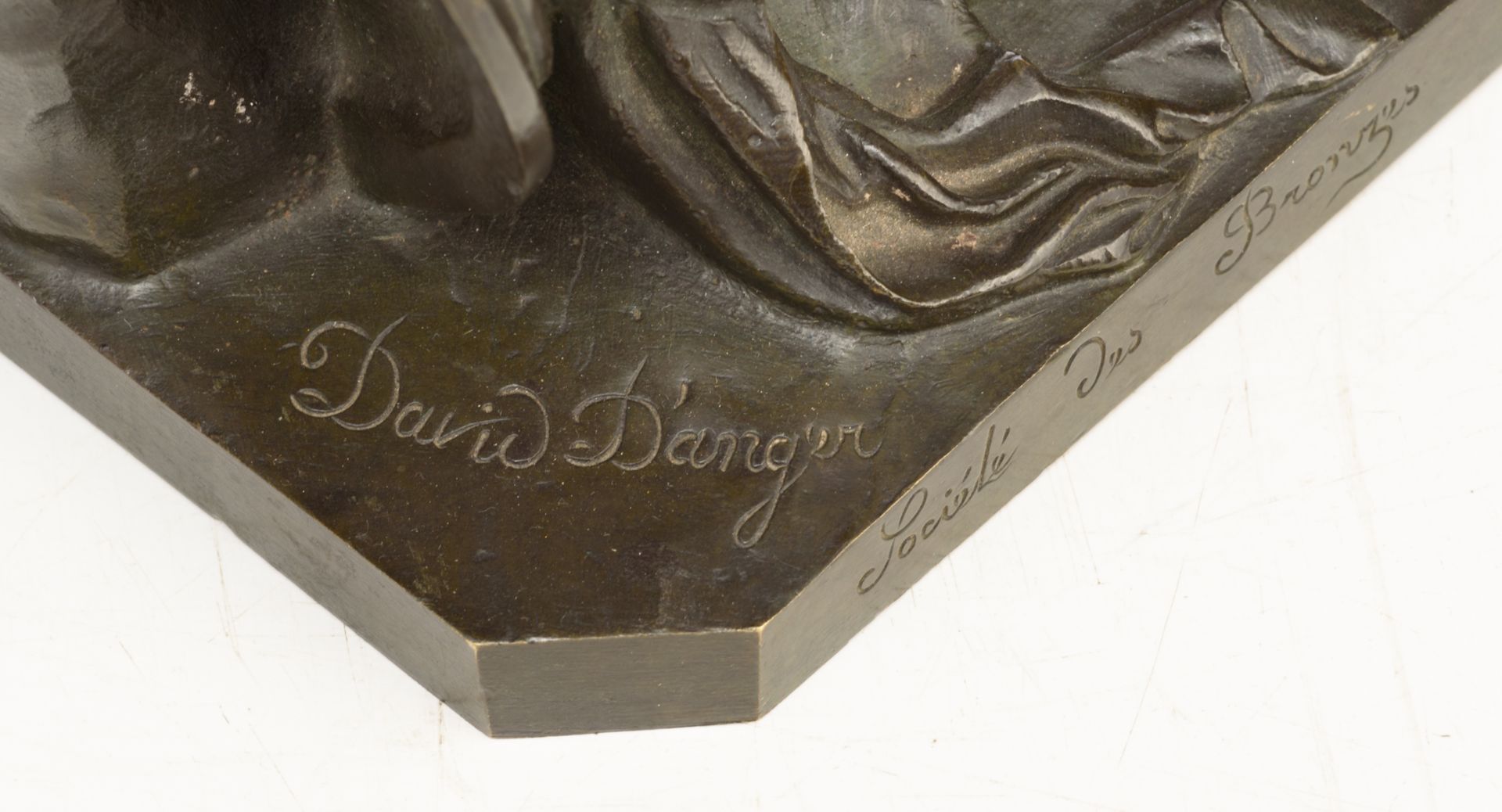 D'Anger D., Philopoemen, green patinated bronze, cast by the 'Société Des Bronzes', H 35 cm - Image 7 of 8