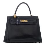 A vintage Hermès 'Kelly' 25 handbag in black box leather