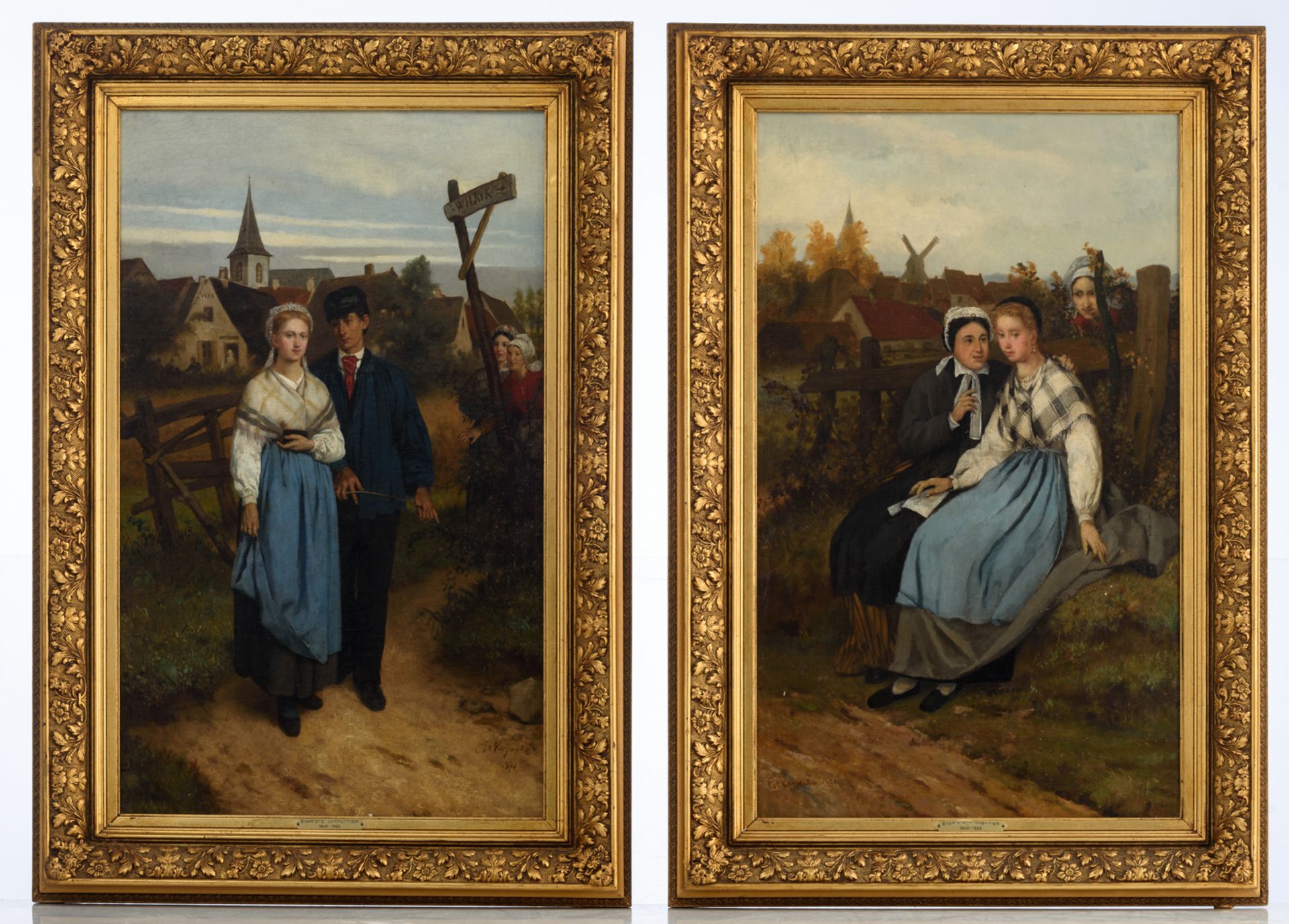 Carpentier E., two episodes of a rural love story, dated 1871, oil on canvas, part of the - Bild 2 aus 7