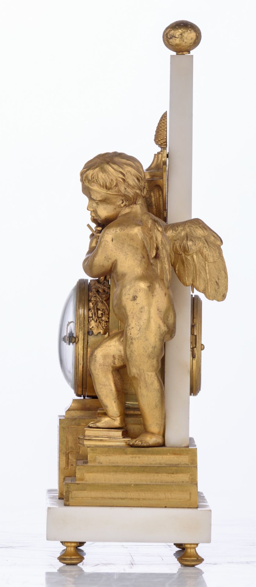 A French obelisk-shaped mantle clock, with an allegory on geography on top, ormolu bronze and - Image 3 of 5