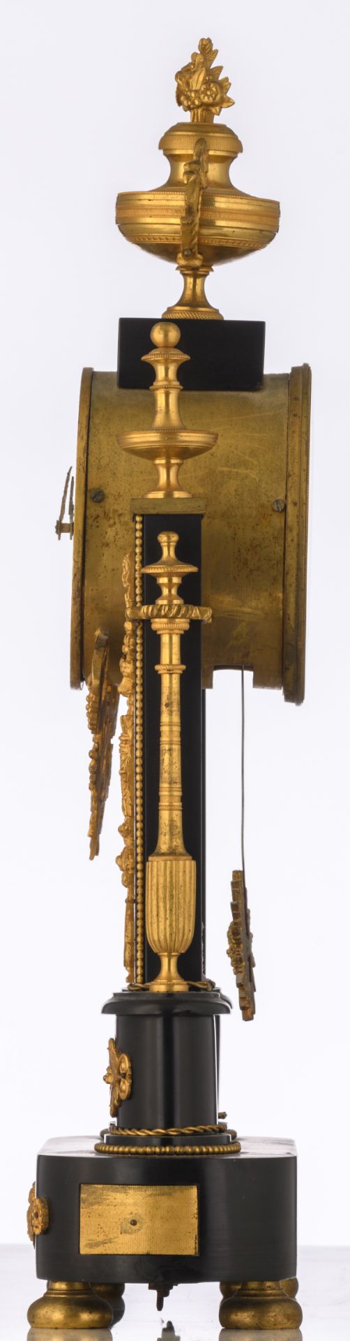 A neoclassical LXVI-period mantle clock, noir Belge marble and gilt brass mounts, (added: a - Image 2 of 7