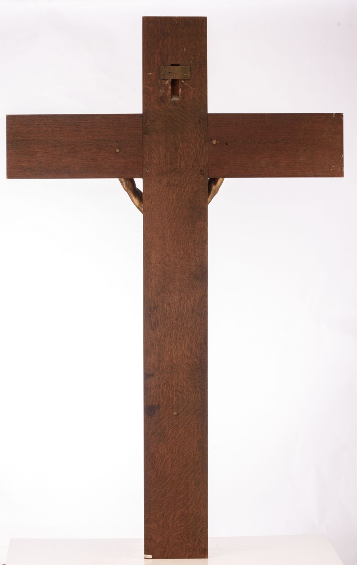 No visible signature, a patinated bronze Corpus Christi on an oak crucifix, H 82 (Corpus Christi) - Bild 2 aus 2
