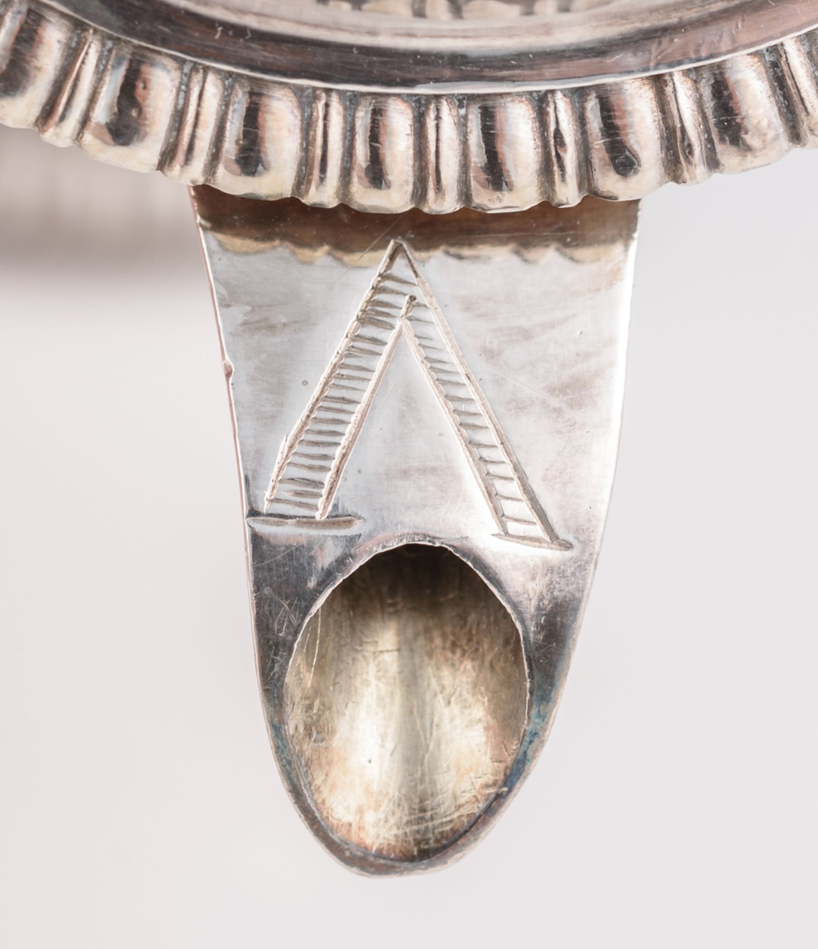 A pair of early 18thC silver ecclesiastical cruets, illegibly marked, with the owners' mark of the - Bild 10 aus 14