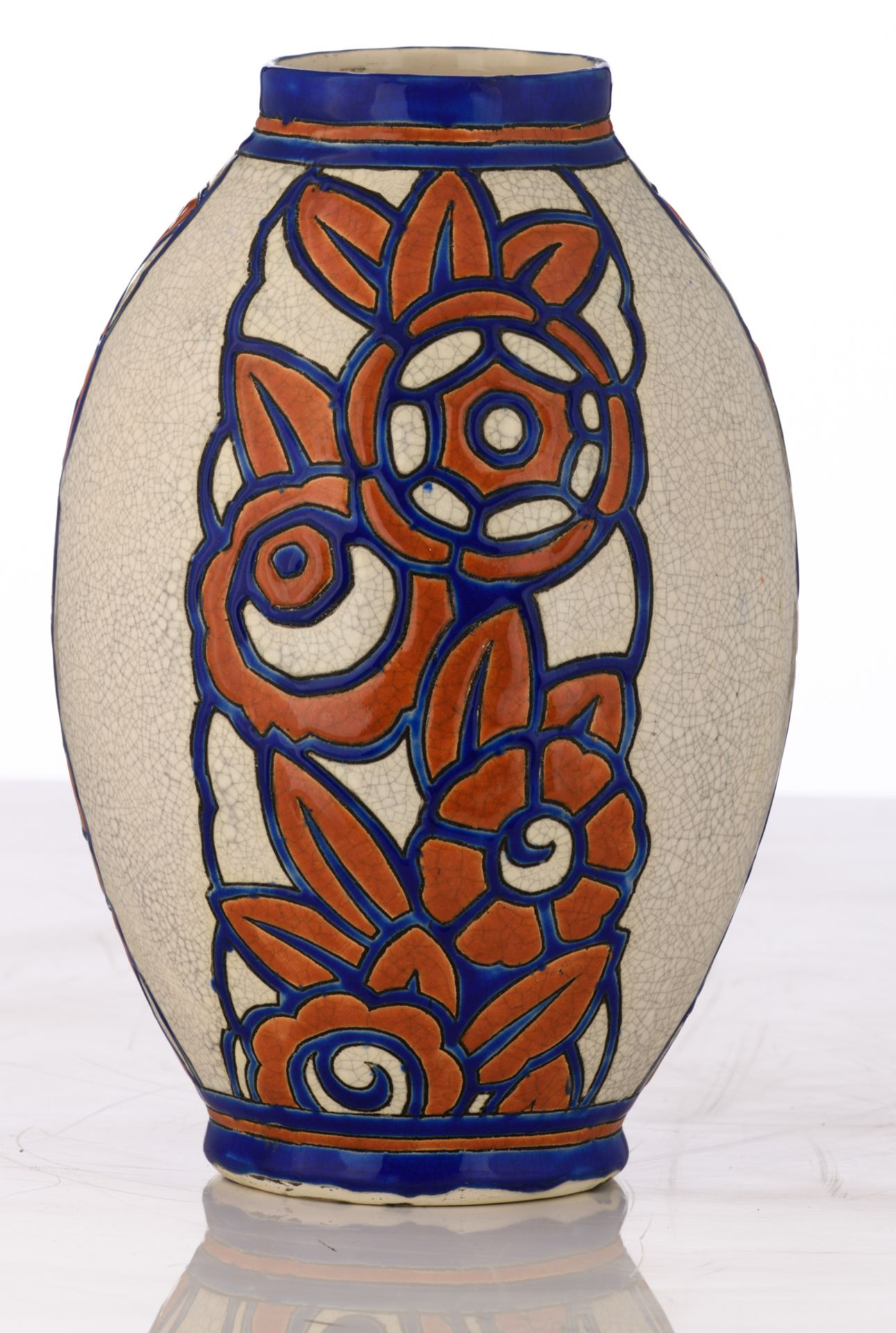 A polychrome decorated 1920s earthenware vase made by Boch - La Louvière in the Charles Catteau - Image 5 of 8