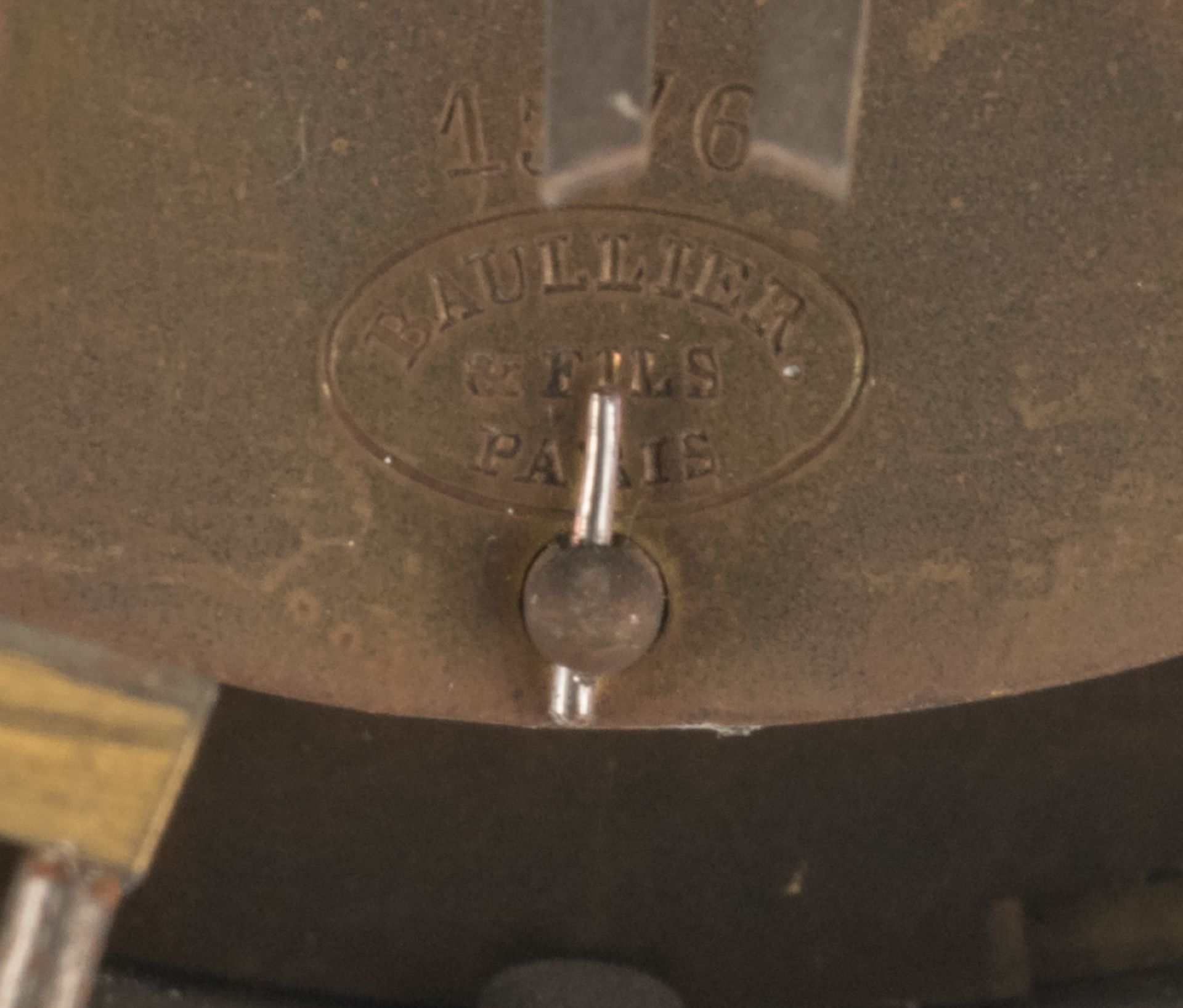 A mid 19thC Neoclassical portico clock with carillon and floral marquetry, the work marked 'Baullier - Image 4 of 4