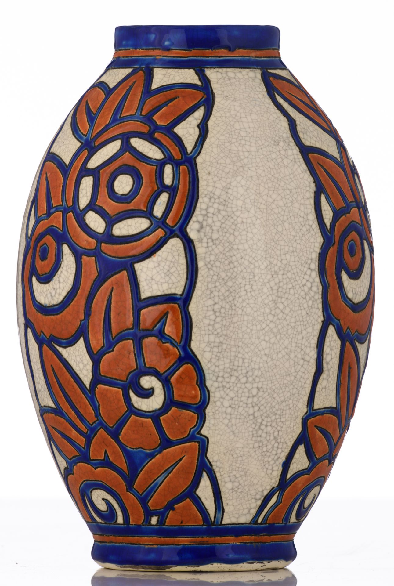 A polychrome decorated 1920s earthenware vase made by Boch - La Louvière in the Charles Catteau - Image 4 of 8