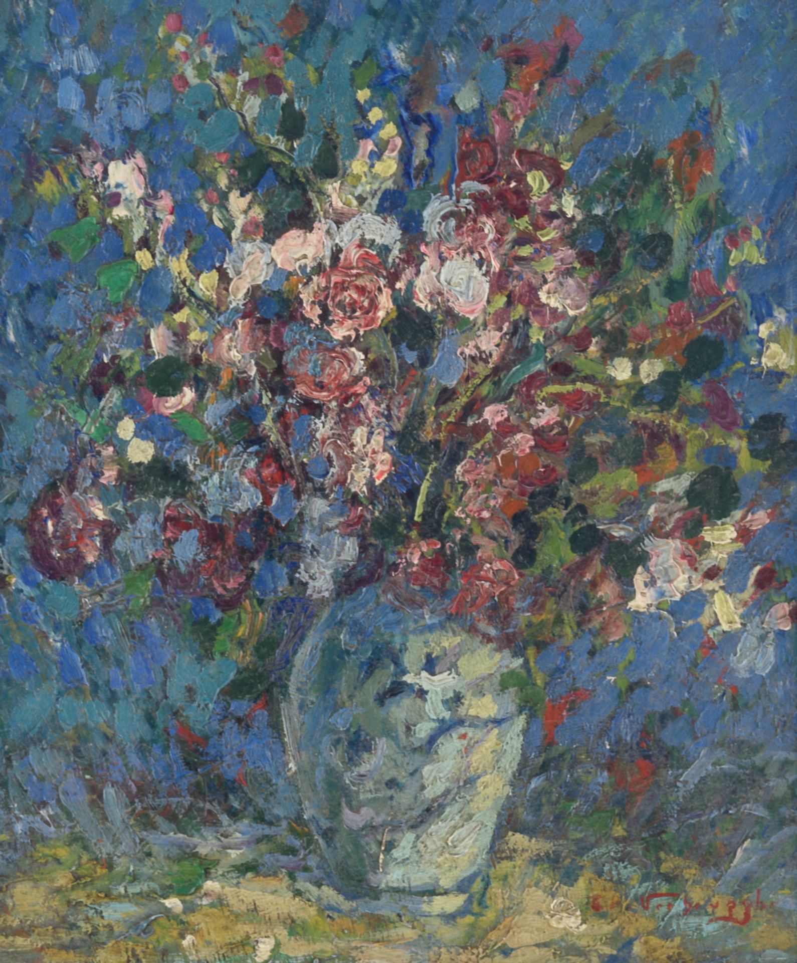 Verbrugghe Ch., a flower still life, oil on panel, 37 x 44 cm Is possibly subject of the SABAM