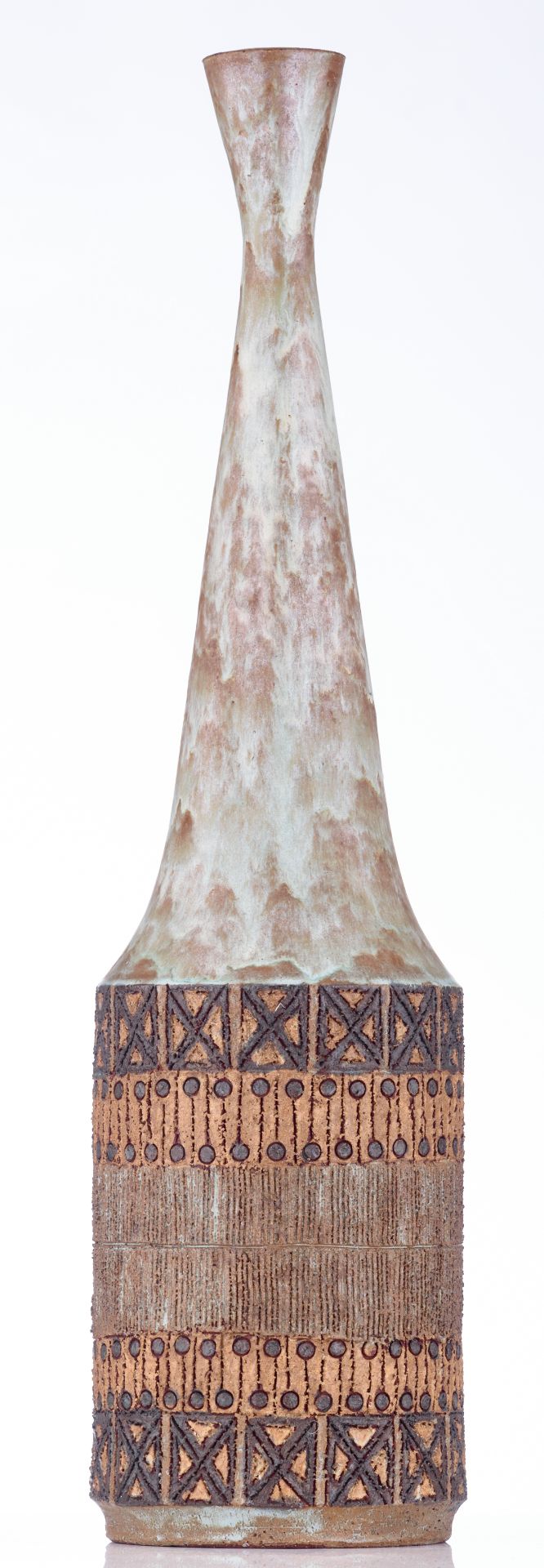 A 1960s type earthenware vase in the Bruges Amphora manner, with a glazed and structured surface, - Image 2 of 5