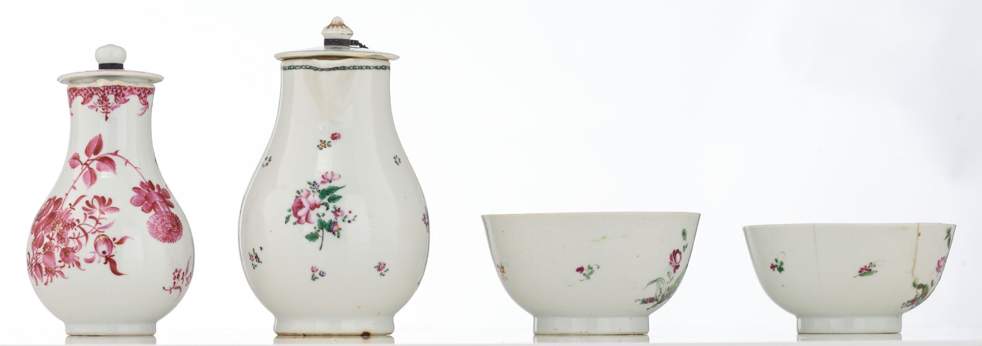 A collection of various 18thC Chinese famille rose export porcelain, consisting of two little - Image 5 of 23