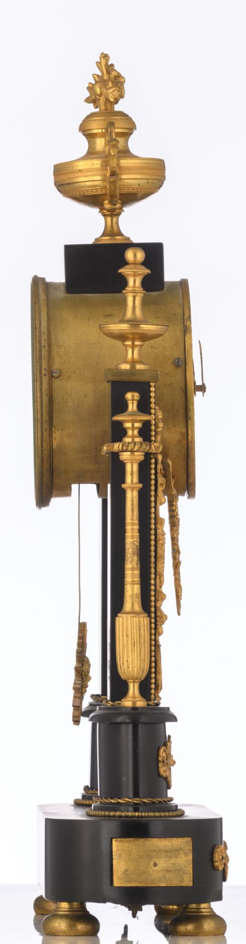 A neoclassical LXVI-period mantle clock, noir Belge marble and gilt brass mounts, (added: a - Image 4 of 7